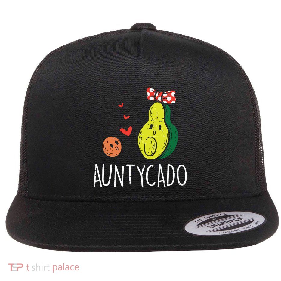 Auntycado Cute Aunt Avocado Mothers Day Aunty Auntie Women Flat Bill Trucker Hat