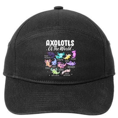 Axolotl Cute Axolotls Of The World Kawaii Girl 7-Panel Snapback Hat