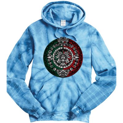 Aztec Calendar Azteca Sun Stone Mexico Flag Tie Dye Hoodie