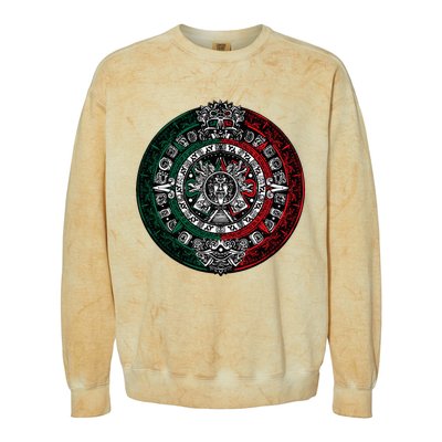 Aztec Calendar Azteca Sun Stone Mexico Flag Colorblast Crewneck Sweatshirt