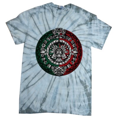 Aztec Calendar Azteca Sun Stone Mexico Flag Tie-Dye T-Shirt