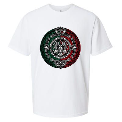 Aztec Calendar Azteca Sun Stone Mexico Flag Sueded Cloud Jersey T-Shirt