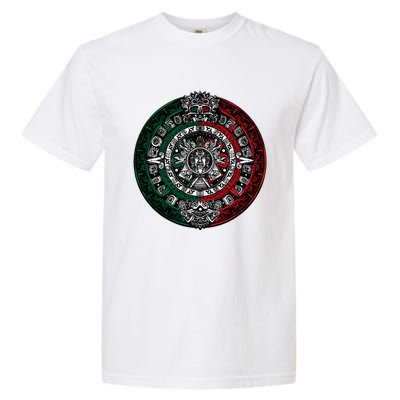 Aztec Calendar Azteca Sun Stone Mexico Flag Garment-Dyed Heavyweight T-Shirt