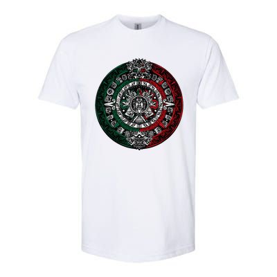 Aztec Calendar Azteca Sun Stone Mexico Flag Softstyle CVC T-Shirt