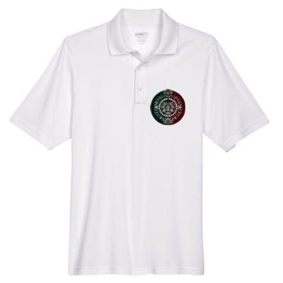 Aztec Calendar Azteca Sun Stone Mexico Flag Men's Origin Performance Pique Polo