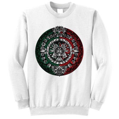 Aztec Calendar Azteca Sun Stone Mexico Flag Sweatshirt