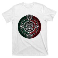 Aztec Calendar Azteca Sun Stone Mexico Flag T-Shirt