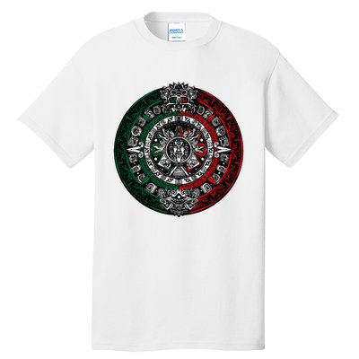 Aztec Calendar Azteca Sun Stone Mexico Flag Tall T-Shirt