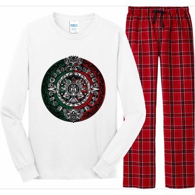 Aztec Calendar Azteca Sun Stone Mexico Flag Long Sleeve Pajama Set