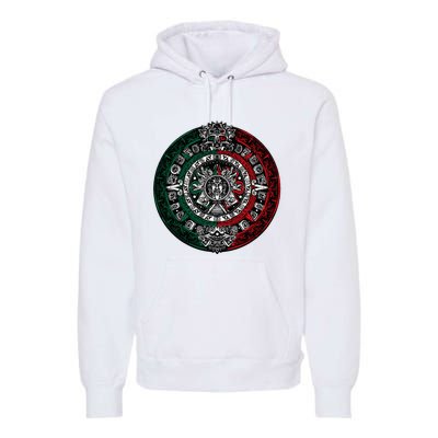 Aztec Calendar Azteca Sun Stone Mexico Flag Premium Hoodie