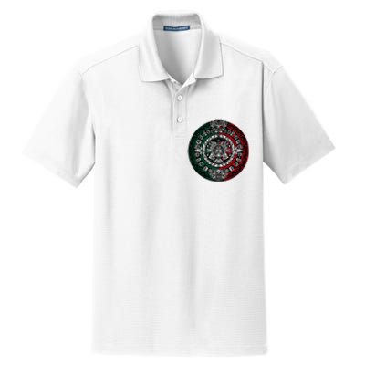 Aztec Calendar Azteca Sun Stone Mexico Flag Dry Zone Grid Polo