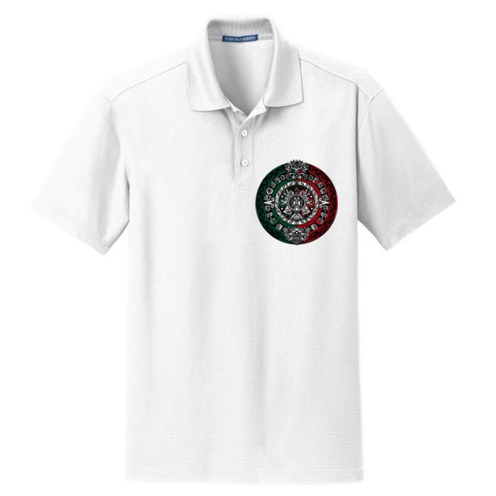 Aztec Calendar Azteca Sun Stone Mexico Flag Dry Zone Grid Polo