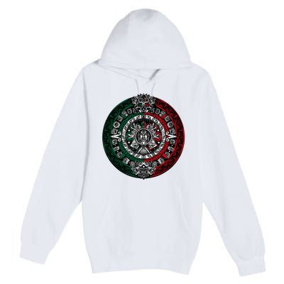 Aztec Calendar Azteca Sun Stone Mexico Flag Premium Pullover Hoodie