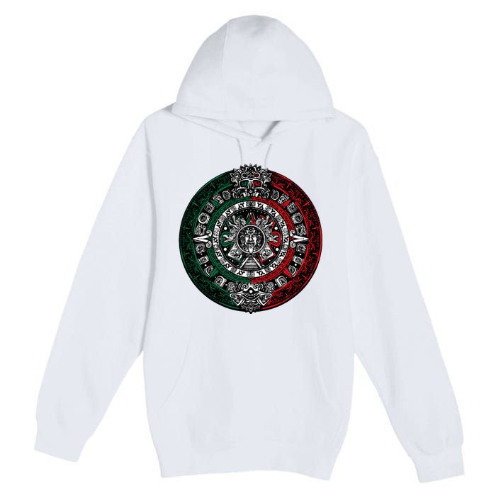 Aztec Calendar Azteca Sun Stone Mexico Flag Premium Pullover Hoodie