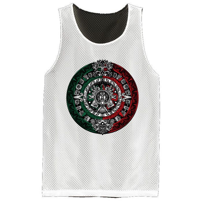 Aztec Calendar Azteca Sun Stone Mexico Flag Mesh Reversible Basketball Jersey Tank