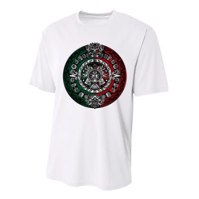 Aztec Calendar Azteca Sun Stone Mexico Flag Performance Sprint T-Shirt