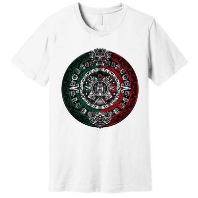 Aztec Calendar Azteca Sun Stone Mexico Flag Premium T-Shirt