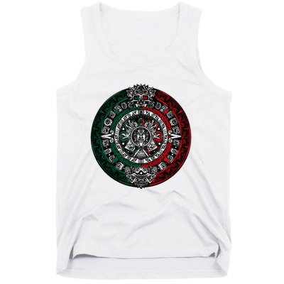 Aztec Calendar Azteca Sun Stone Mexico Flag Tank Top