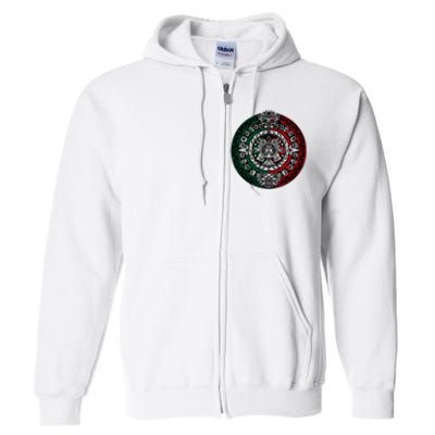 Aztec Calendar Azteca Sun Stone Mexico Flag Full Zip Hoodie