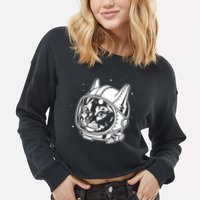 Astro Cat Cropped Pullover Crew