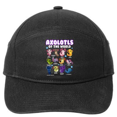 Axolotl Cute Axolotls Animals Of The World Herpetology 7-Panel Snapback Hat