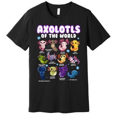 Axolotl Cute Axolotls Animals Of The World Herpetology Premium T-Shirt