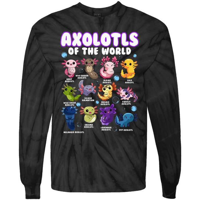 Axolotl Cute Axolotls Animals Of The World Herpetology Tie-Dye Long Sleeve Shirt