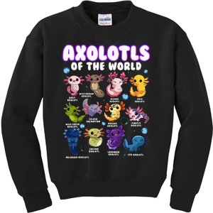 Axolotl Cute Axolotls Animals Of The World Herpetology Kids Sweatshirt