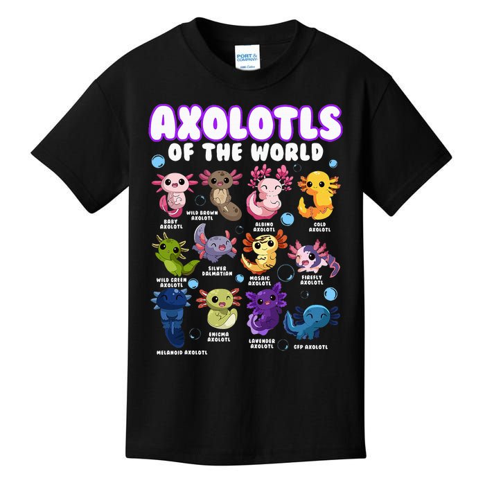 Axolotl Cute Axolotls Animals Of The World Herpetology Kids T-Shirt