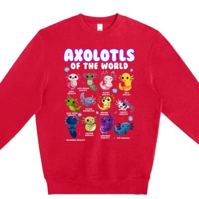 Axolotl Cute Axolotls Animals Of The World Herpetology Premium Crewneck Sweatshirt