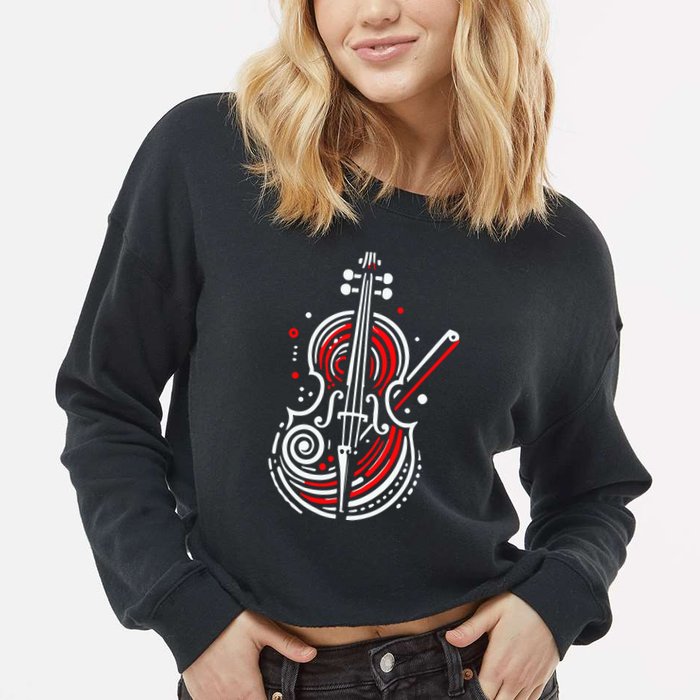 Artistic Cello Cropped Pullover Crew