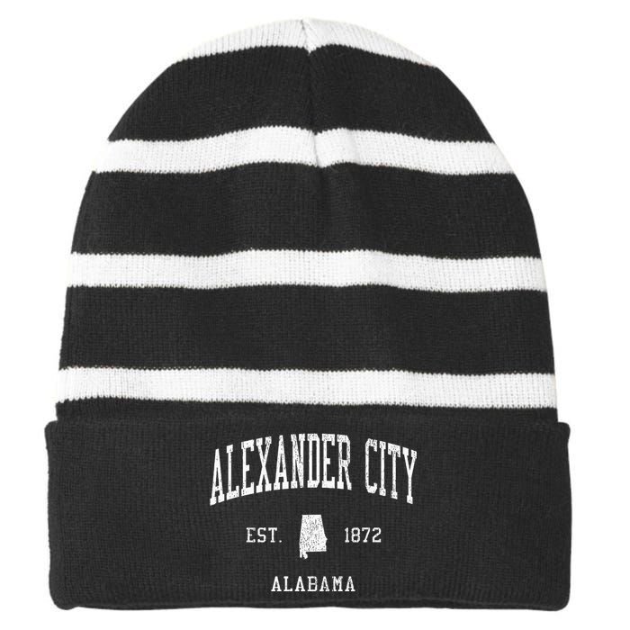 Alexander City Al Vintage Athletic Sports Js01 Striped Beanie with Solid Band