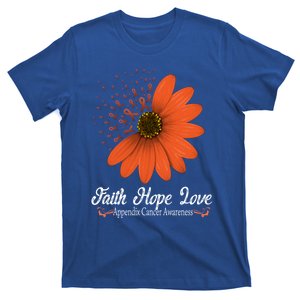 Apendix Cancer Awareness Faith Hope Love Amber Ribbon Gift T-Shirt