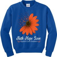 Apendix Cancer Awareness Faith Hope Love Amber Ribbon Gift Kids Sweatshirt