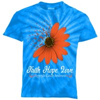 Apendix Cancer Awareness Faith Hope Love Amber Ribbon Gift Kids Tie-Dye T-Shirt