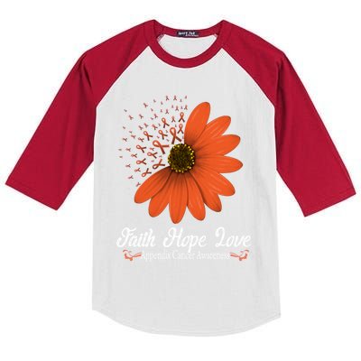 Apendix Cancer Awareness Faith Hope Love Amber Ribbon Gift Kids Colorblock Raglan Jersey