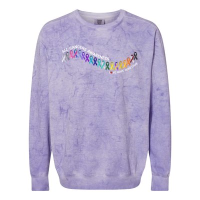 All Cancers Awareness All Cancer Matters Cancer Ribbons Gift Colorblast Crewneck Sweatshirt