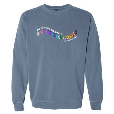 All Cancers Awareness All Cancer Matters Cancer Ribbons Gift Garment-Dyed Sweatshirt