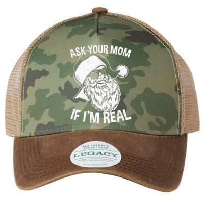 Adult Christmas Ask Your Mom If I'm Real Santa Claus Legacy Tie Dye Trucker Hat