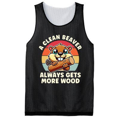 A Clean Beaver Always Gets More Wood Adult Humor Mesh Reversible Basketball Jersey Tank