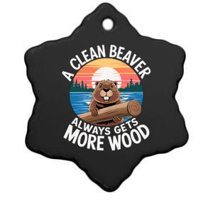 A Clean Beaver Always Gets More Wood Ceramic Star Ornament