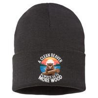 A Clean Beaver Always Gets More Wood Sustainable Knit Beanie