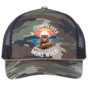 A Clean Beaver Always Gets More Wood Retro Rope Trucker Hat Cap