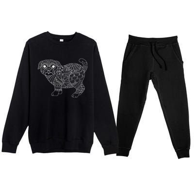 Adult Coloring Book Style Pug S Coloring Funny Gift Premium Crewneck Sweatsuit Set