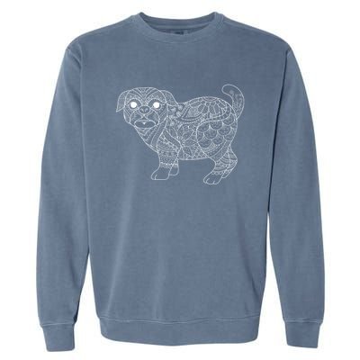 Adult Coloring Book Style Pug S Coloring Funny Gift Garment-Dyed Sweatshirt