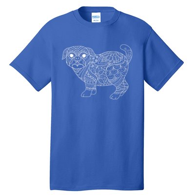 Adult Coloring Book Style Pug S Coloring Funny Gift Tall T-Shirt