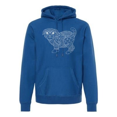 Adult Coloring Book Style Pug S Coloring Funny Gift Premium Hoodie