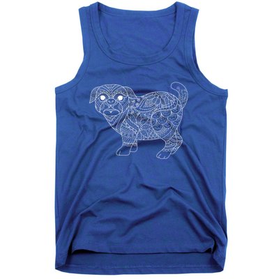 Adult Coloring Book Style Pug S Coloring Funny Gift Tank Top