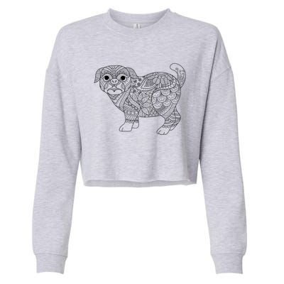 Adult Coloring Book Style Pug S Coloring Funny Gift Cropped Pullover Crew