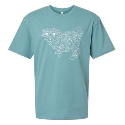 Adult Coloring Book Style Pug S Coloring Funny Gift Sueded Cloud Jersey T-Shirt